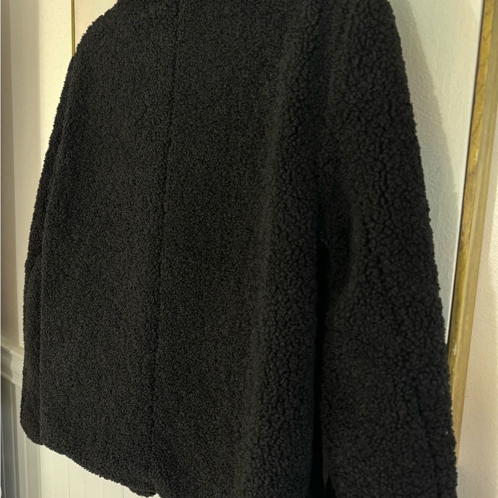 SANCTUARY NWT Black Fuzzy Teddy Bear Button Front Jacket Size Medium - Picture 7 of 7